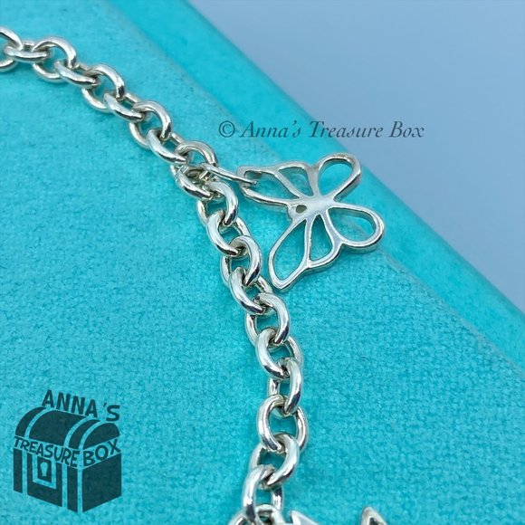 Tiffany & Co. 925 Silver Dragonfly Butterfly Turtle Firefly 7.25" Bracelet (pch) - Picture 6 of 9